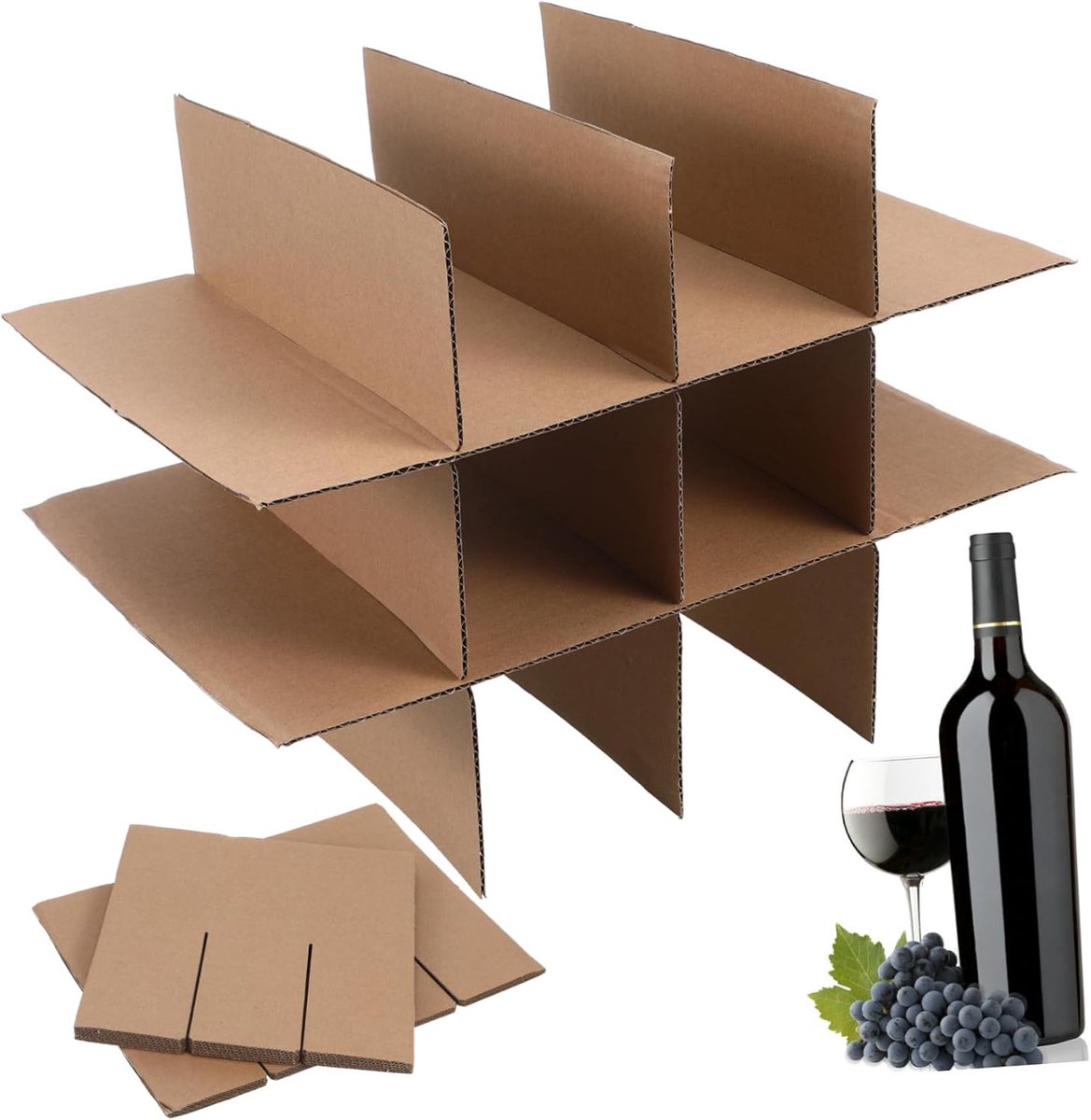 Kartonnen Vakscheidingen - Verhuisdozen Verdelers - Breekbare Producten Beschermen - Tijdbesparende Montage - 38 x 28 cm - Beige