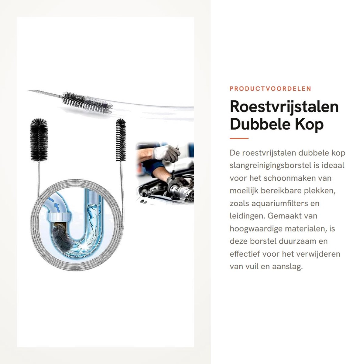 Dailygoods- Reinigingsborstel Duurzaam - Slangreinigingsborstel