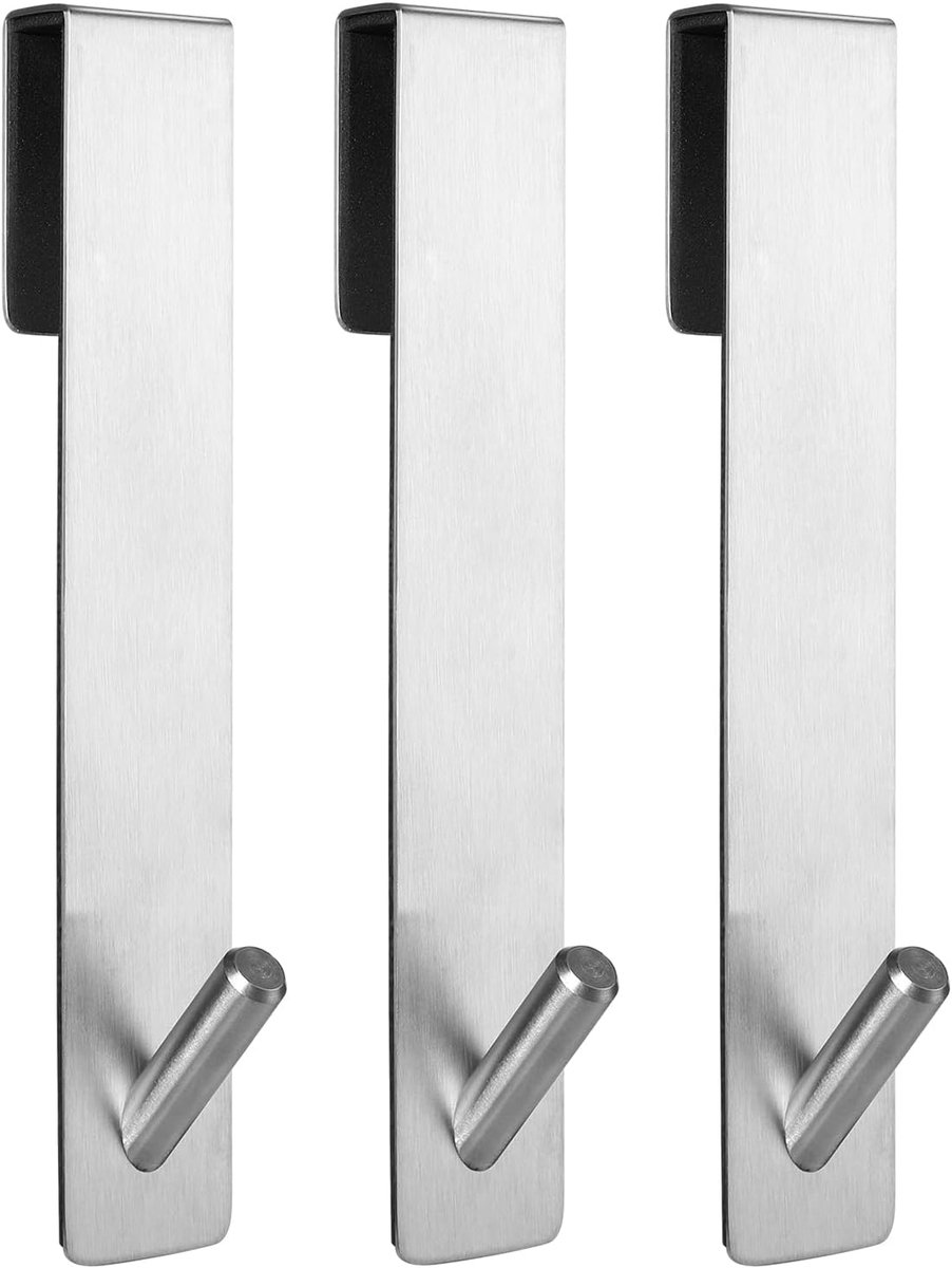 Douchedeur Haken - Badkamer Haken - Handdoeken Ophangen - Boren-vrij - 7 Inch - Zilver