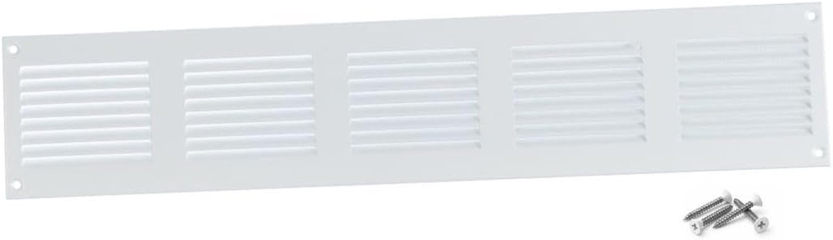 Ventilatie Rooster - Afzuigkap rooster - Luchtcirculatie Verbeteren - Geïntegreerd Vliegengaas - 500 x 100 mm - Wit