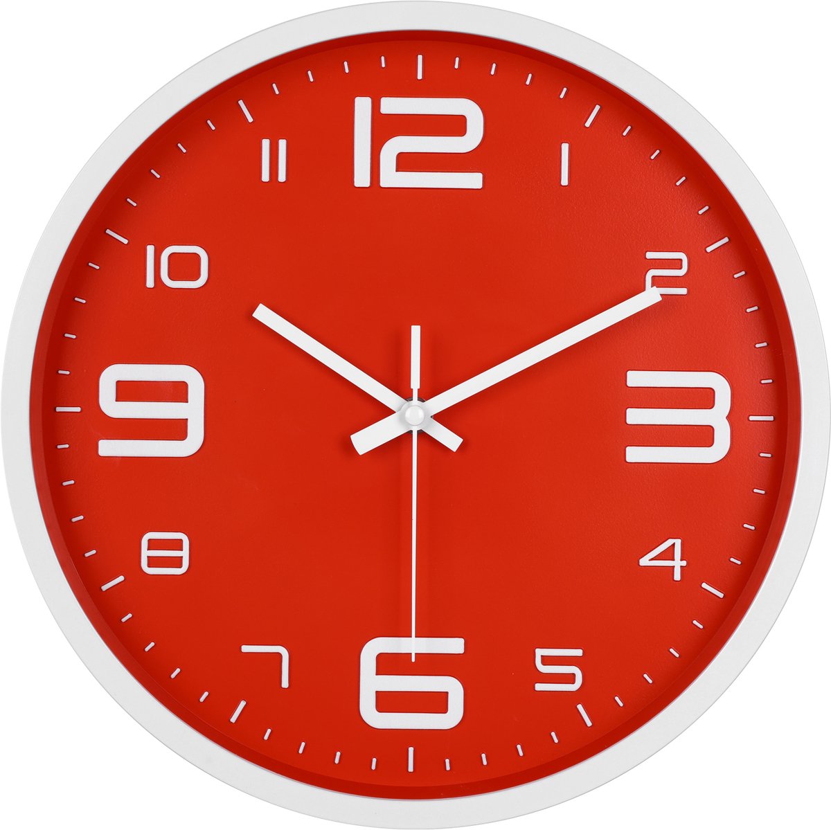 IvoQ Moderne 3D Wandklok - 30 cm - Rood - Muurklok