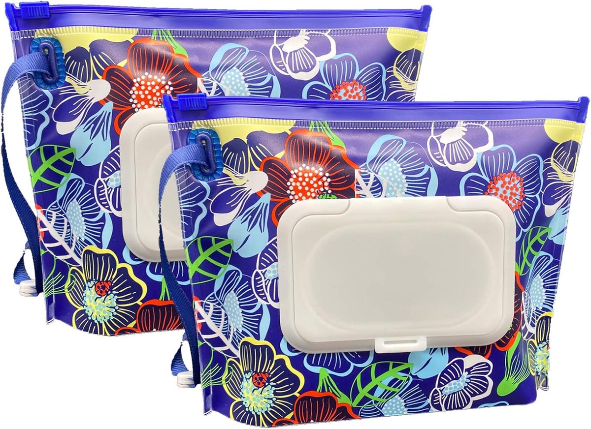 Draagbare Doekjeshouder - Herbruikbare Etui - Onderweg Hygiëne - Creatief Clamshell Ontwerp - 17x14cm - Bloemenprint