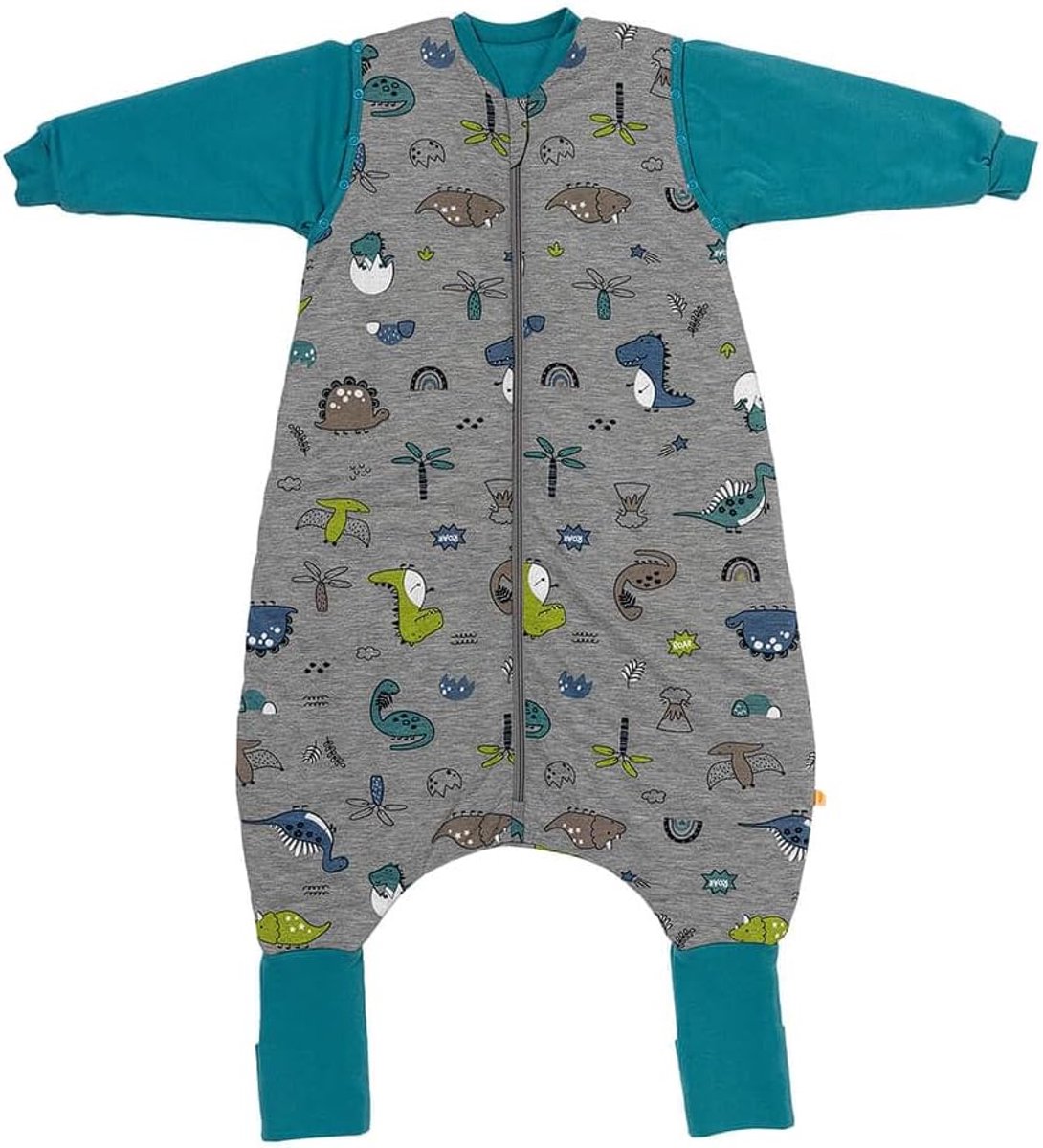 Babyslaapzak met voeten - het hele jaar door - 25 TOG - Oeko-Tex - verlengde manchetten - mouwen - Dino - 70 cm hydrofiele slaapzak
