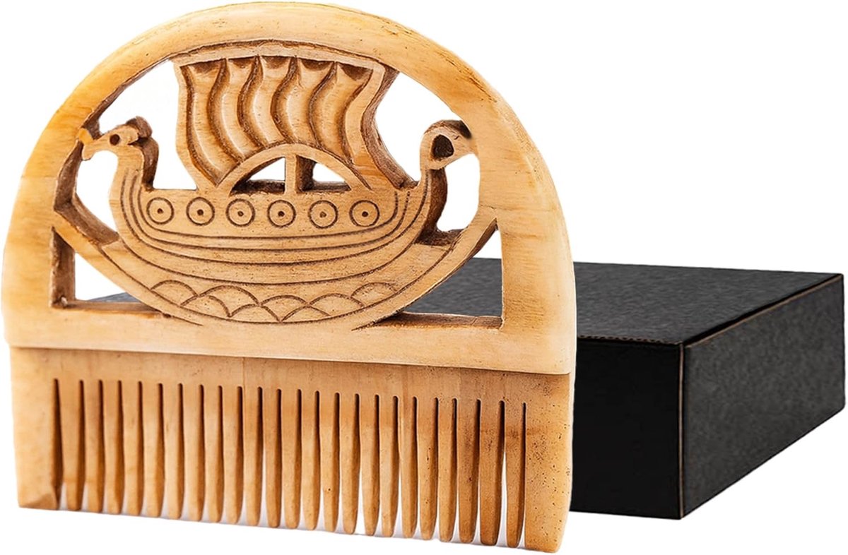 Botkam Drakkar - Baardkam Haar - Baard Onderhoud - Handgemaakt Uniek - 775 cm - Beige