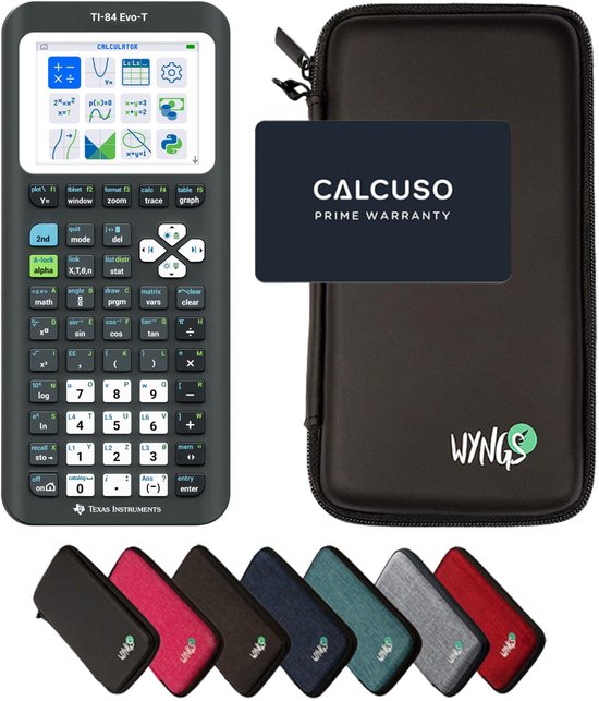 TI-84 Evo-T incl. WYNGS Beschermhoes Zwart - Grafische Rekenmachine - Basis Pakket