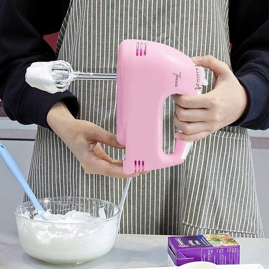 Elektrische Handmixer - Keukenmixer Klopper - Beslag Maken - Zeven Snelheden Turbo - 180W Vermogen - Roze — afbeelding 3