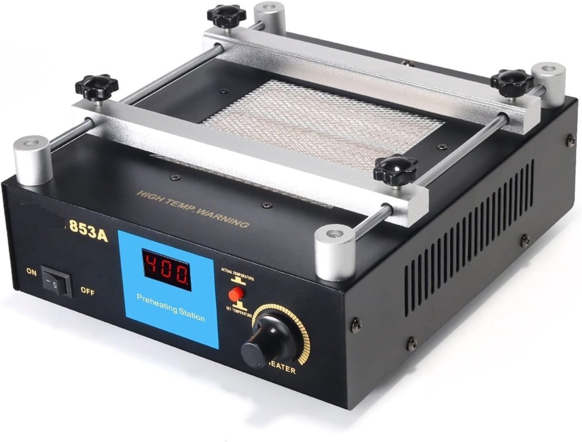Voorverwarm Station - Soldeer Station - PCB Reparatie - Digitale Temperatuur - 120x120mm - Zwart