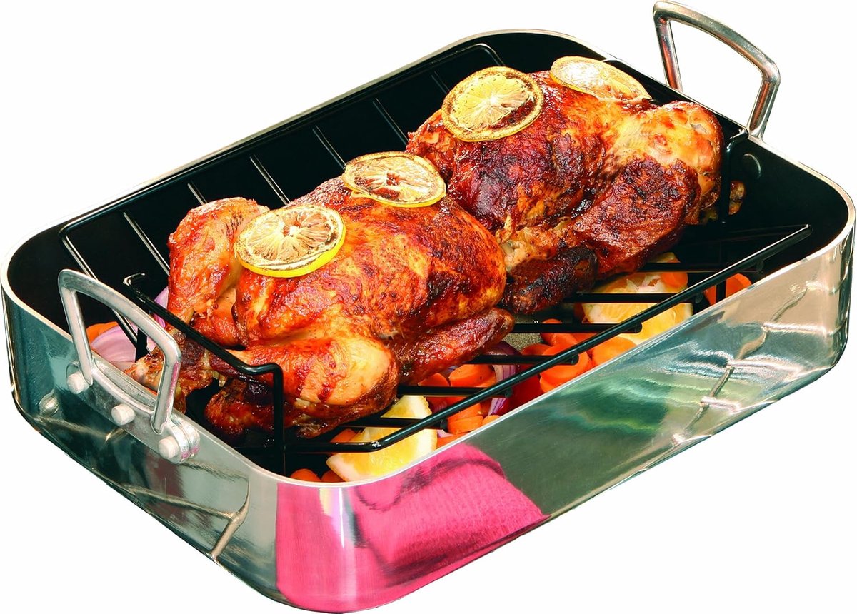 Rooster met Rack Bakplaat Buiten Koken Antiaanbaklaag Elongated Zwart