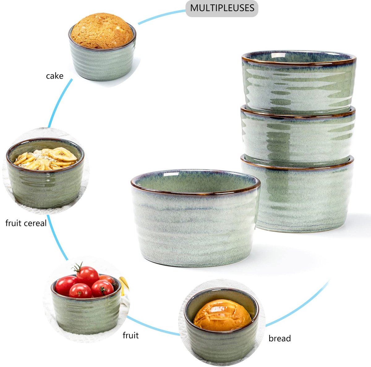 Dailygoods- Ovenschalen Set van 6 - Keramische Ramekins 240ml - Soufflé Schalen - Ovenbestendig - Hittebestendig Porselein - Perfect voor 6 Personen — cadeau in Kookcadeaus - foto 6