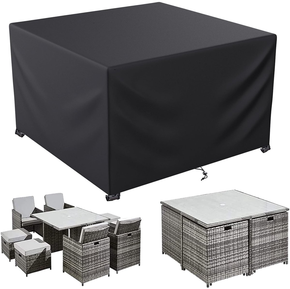 Hoogwaardige Beschermhoes voor Tuinmeubelen - Weerbestendig - 1 stuk - Zwart - 600D Oxford-stof - 150 x 150 x 75 cm