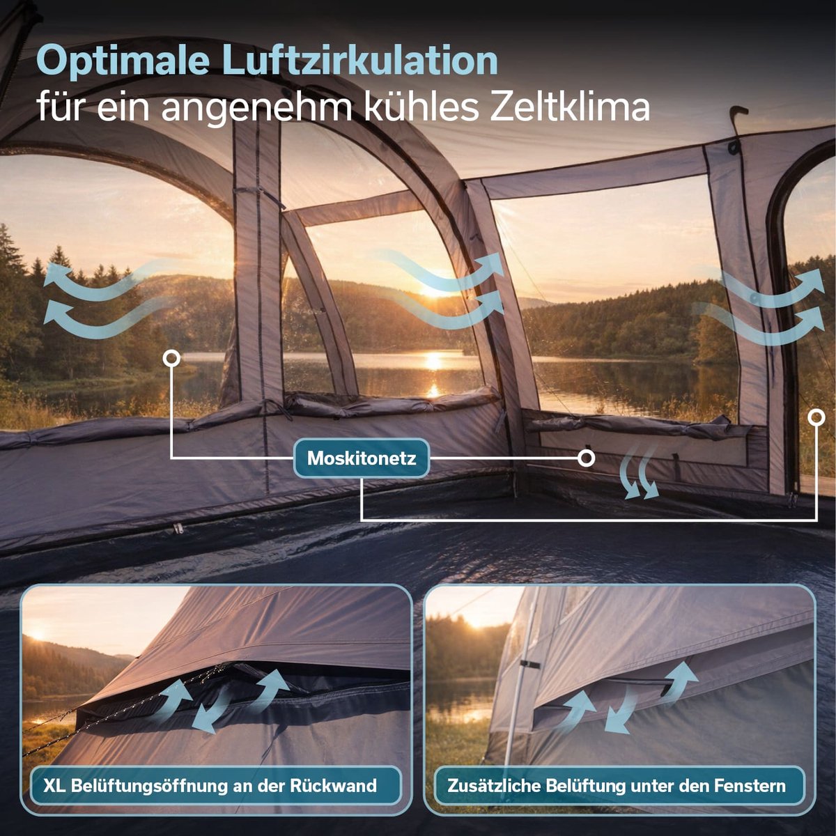 Skandika tunneltent Svalgard 6 Sleeper Protect XL - Kampeertent voor 6 personen, FlexCore-stokken, verduisterde slaapcabine, 5000 mm waterkolom, 210 cm stahoogte, klein pakvolume, familietent, camping – foto 5