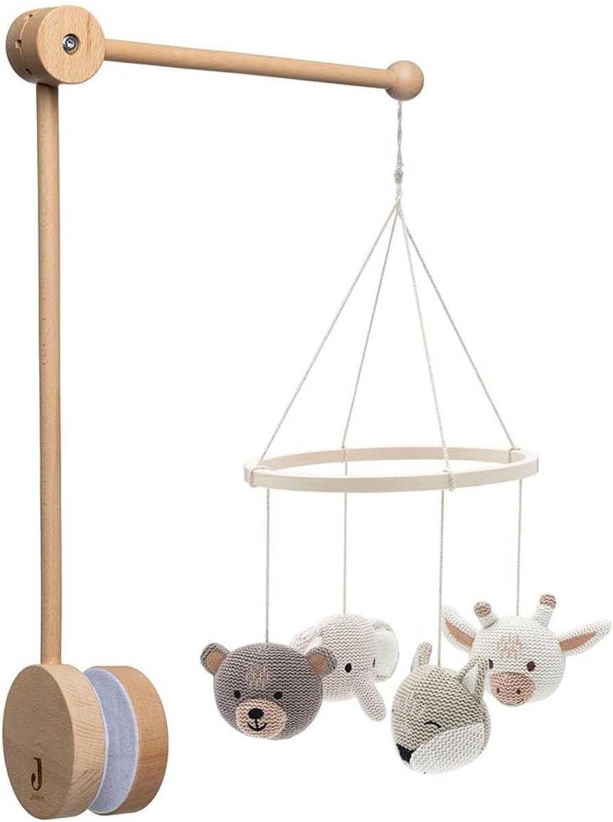 Baby Mobiel - Houten Speelgoed - Babykamer Decoratie - Met Vier Dieren - FSC Hout - Natuurlijk