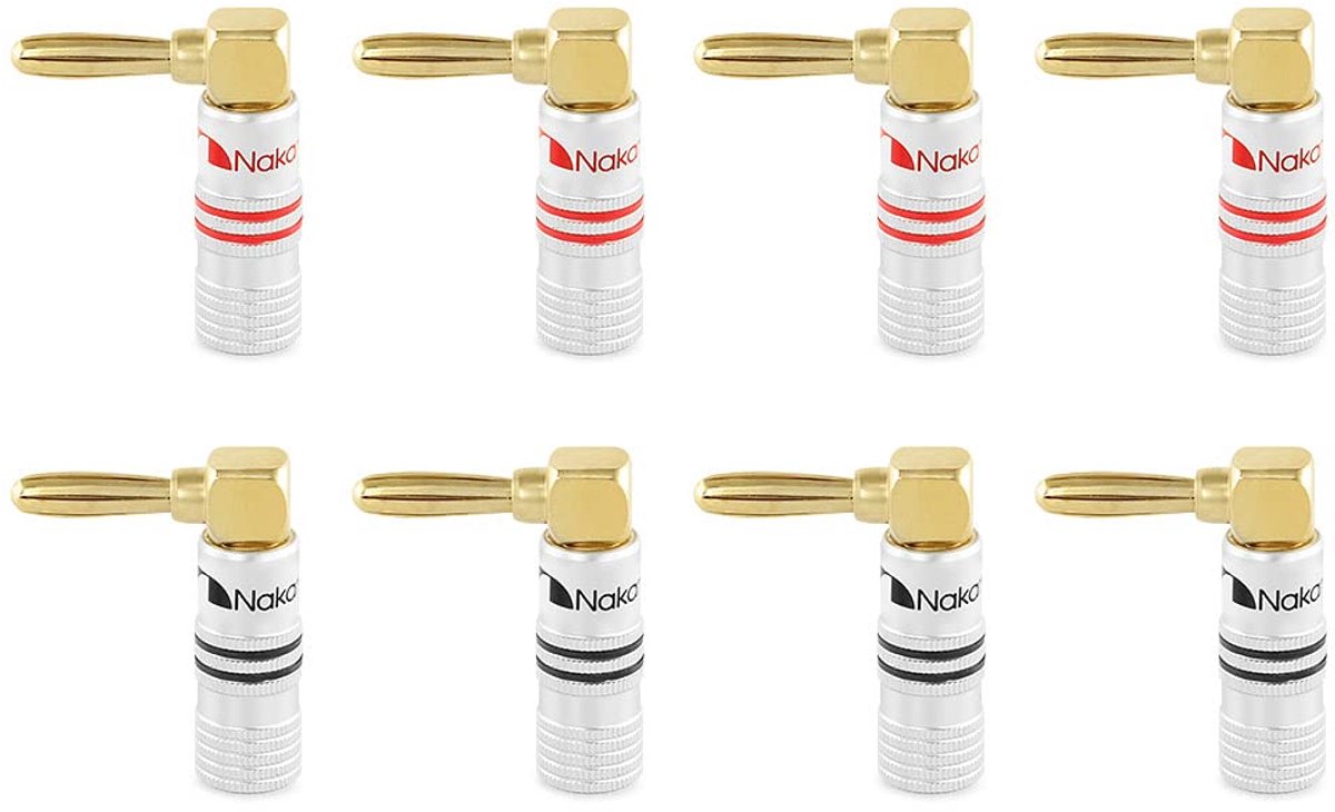 24K Vergulde Banaanstekkers (4mm) voor Luidsprekerkabels - Voor Versterker en Home Cinema - 8 stuks (4 Paar)