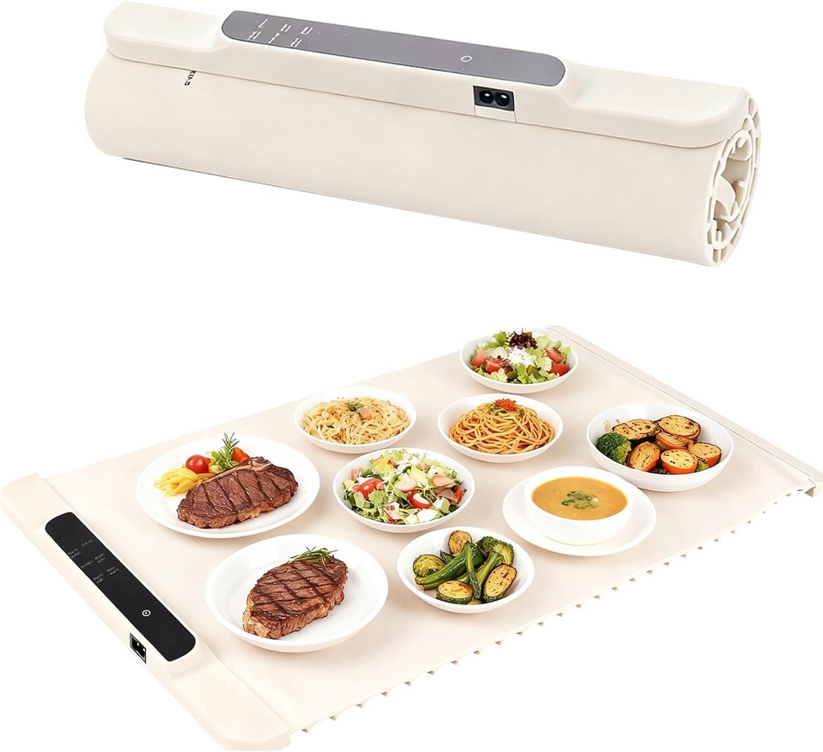 Elektrische voedselverwarmer - Warmhoudplaat buffet - Eten warm houden - Snelle gelijkmatige verwarming - 65 x 388 cm - Zwart