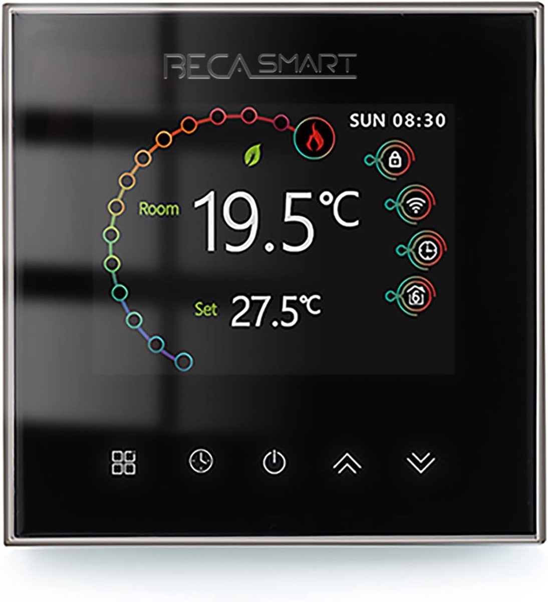 Slimme Thermostaat - Wandthermostaat Programmeerbaar - Verwarming Regelen - Wifi Spraakbesturing - 8.6 cm - Zwart