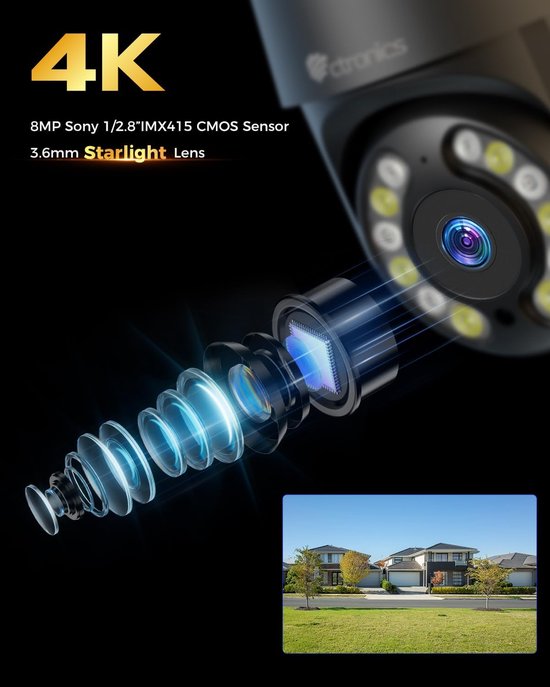 8MP 4K Buitenbeveiligingscamera WiFi Dual-Band PTZ met Persoons- en Voertuigdetectie — afbeelding 5