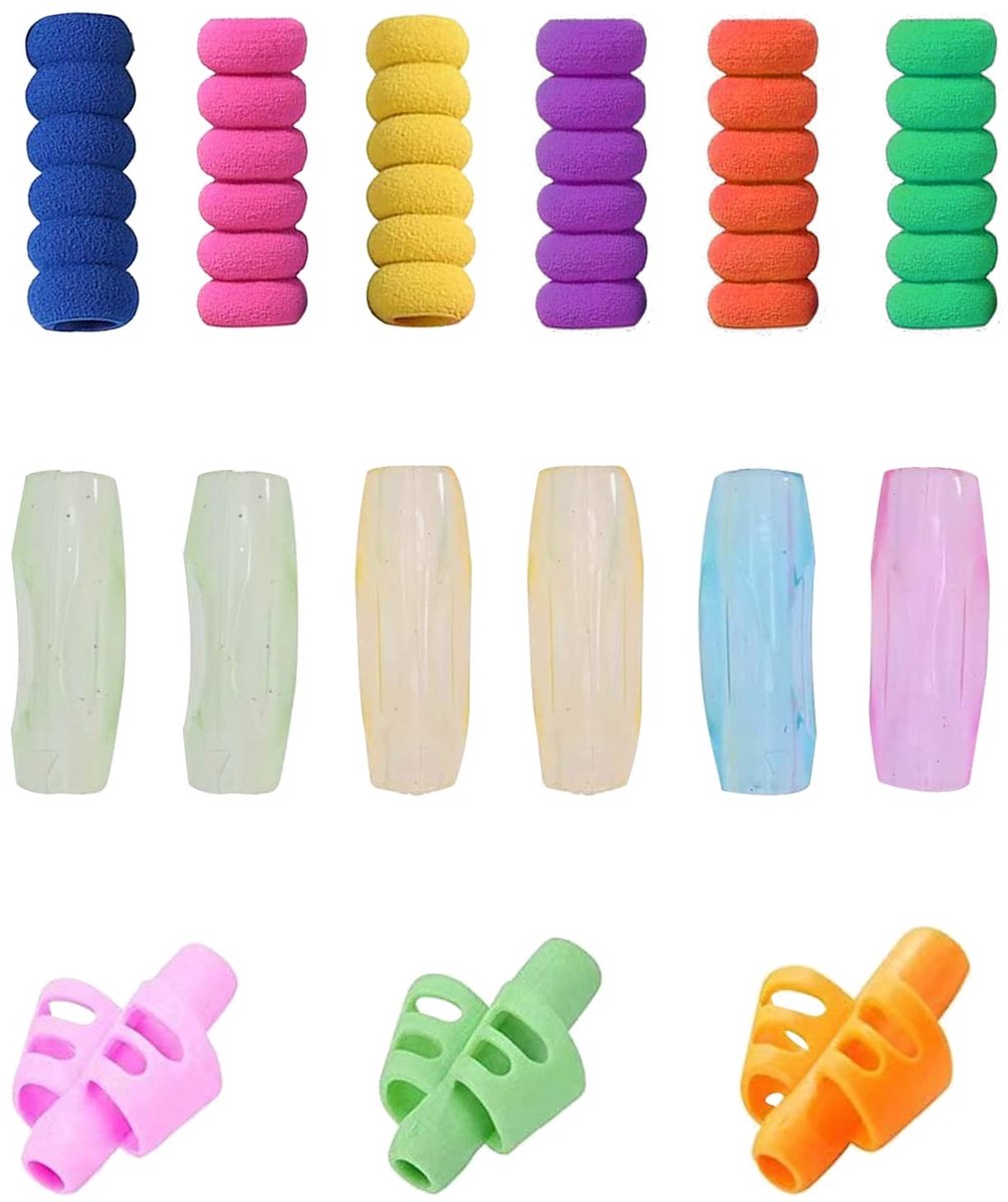 Dailygoods- Potloodgrip 15 Stuks - Schrijfhulp - Siliconen/Schuim - Ergonomisch Ontwerp - Veelkleurig - Comfortabel en Duurzaam