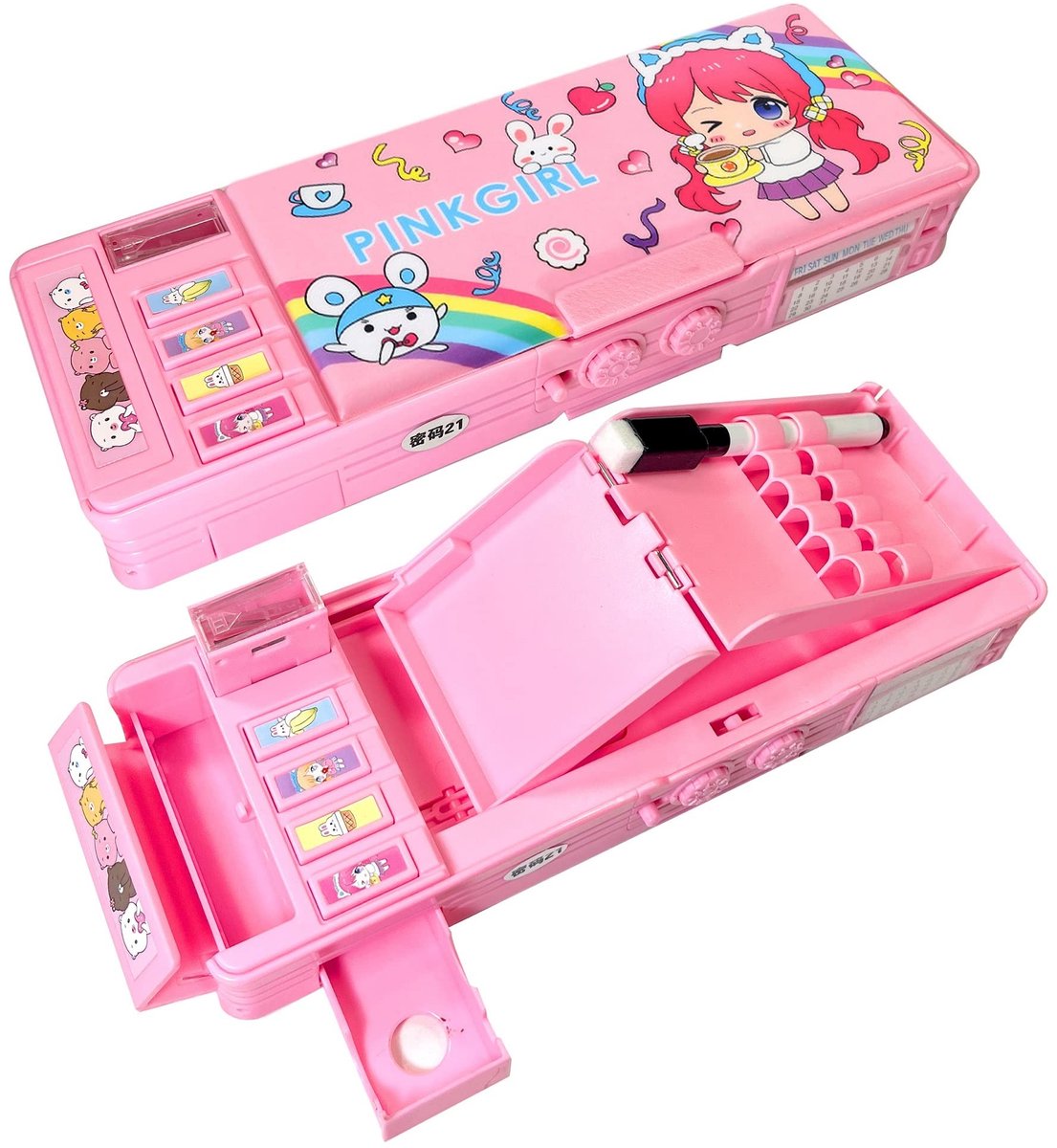 Dailygoods- Etui multifunctioneel - Pennenbak/organizer - Schoolbenodigdheden - Slijper - Cartoon - Draagbaar/hard kunststof