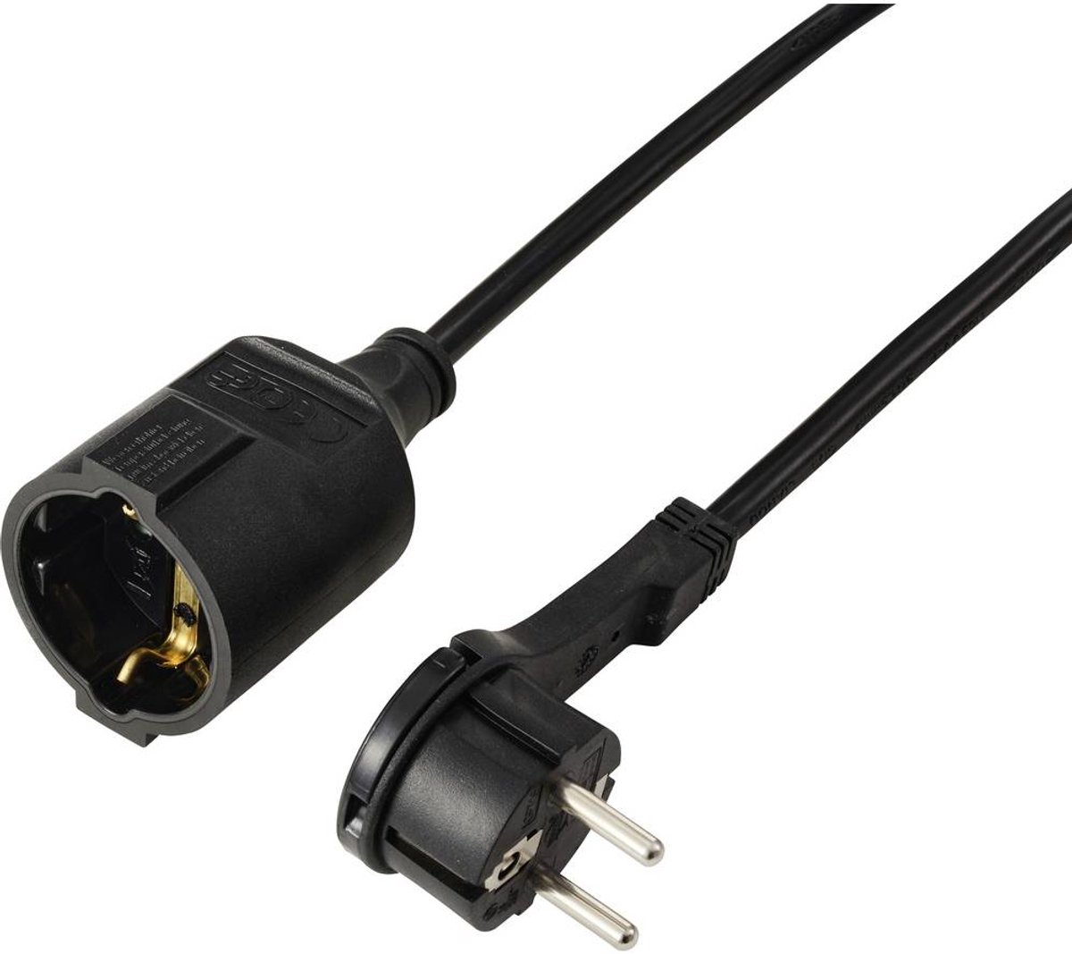 Image of Sygonix SY-7165298 Stroom Verlengkabel 16 A Zwart 5.00 m H05VV-F 3G 1,5 mm²
