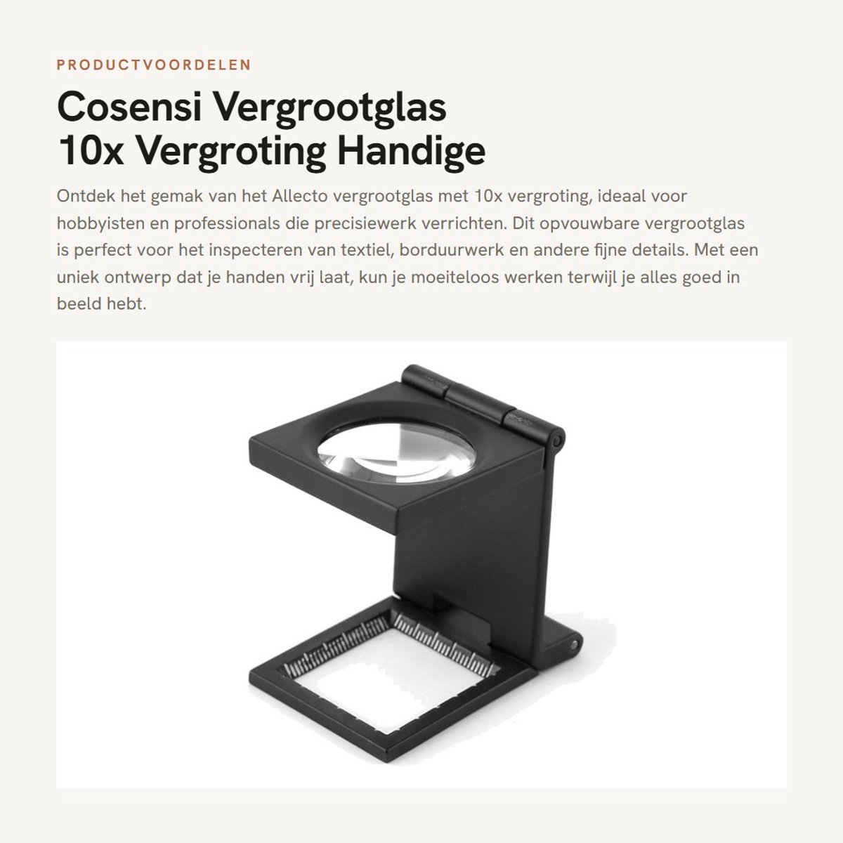 Dailygoods - Vergrootglas - 10x Vergroting - Handige Opvouwbare Draadteller - Zwart - Draagbaar Vergrootglas voor Textiel - Geschikt voor Hobbymakers...