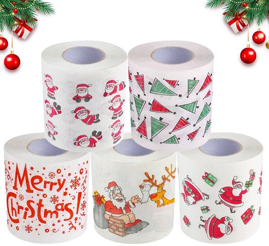 Dailygoods- Kersttoiletpapier 5 Rollen - Grappig Toiletpapier - Kerstmotief - Hoogwaardig Zacht Papier - 2 Lagen - Perfecte Feestgunst - Noviteit Toiletpapier
