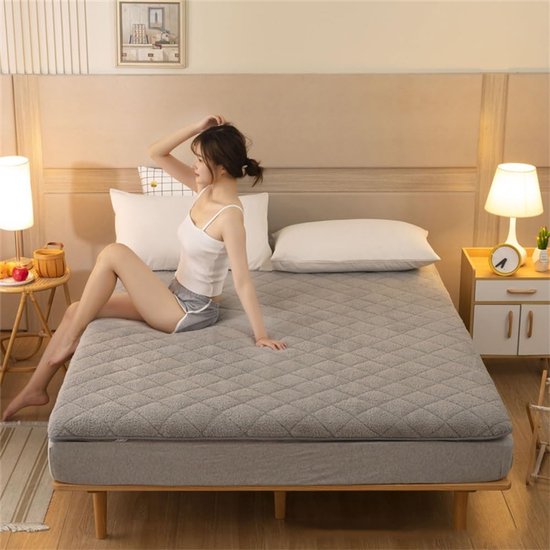Vloermatras - Japanse futon slaapmat - Comfortabel slapen - Opvouwbaar ruimtebesparend - 90x200cm - Grijs — afbeelding 5
