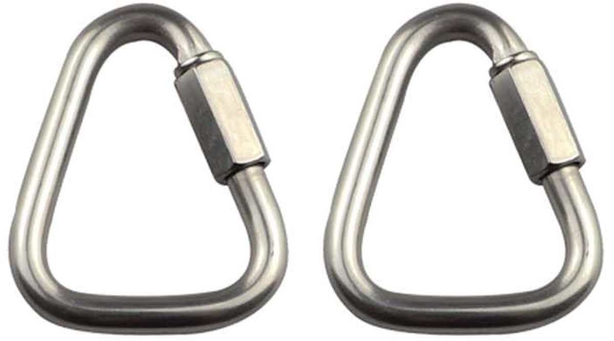 Dailygoods - Roestvrijstalen Karabijnhaak, 2 Stuks - Driehoekige Snelsluiting