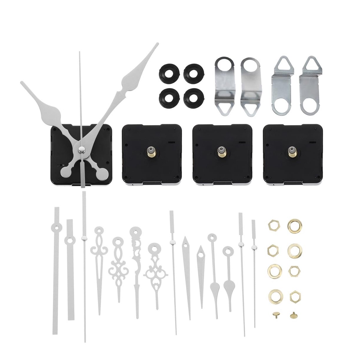 Dailygoods- Uurwerkmechanismen Set van 4 - Stille Kwartsuurwerken - Horlogewijzers - Vervangingsset - Robuust Materiaal - Geschikt voor Wandklokken - Horloge