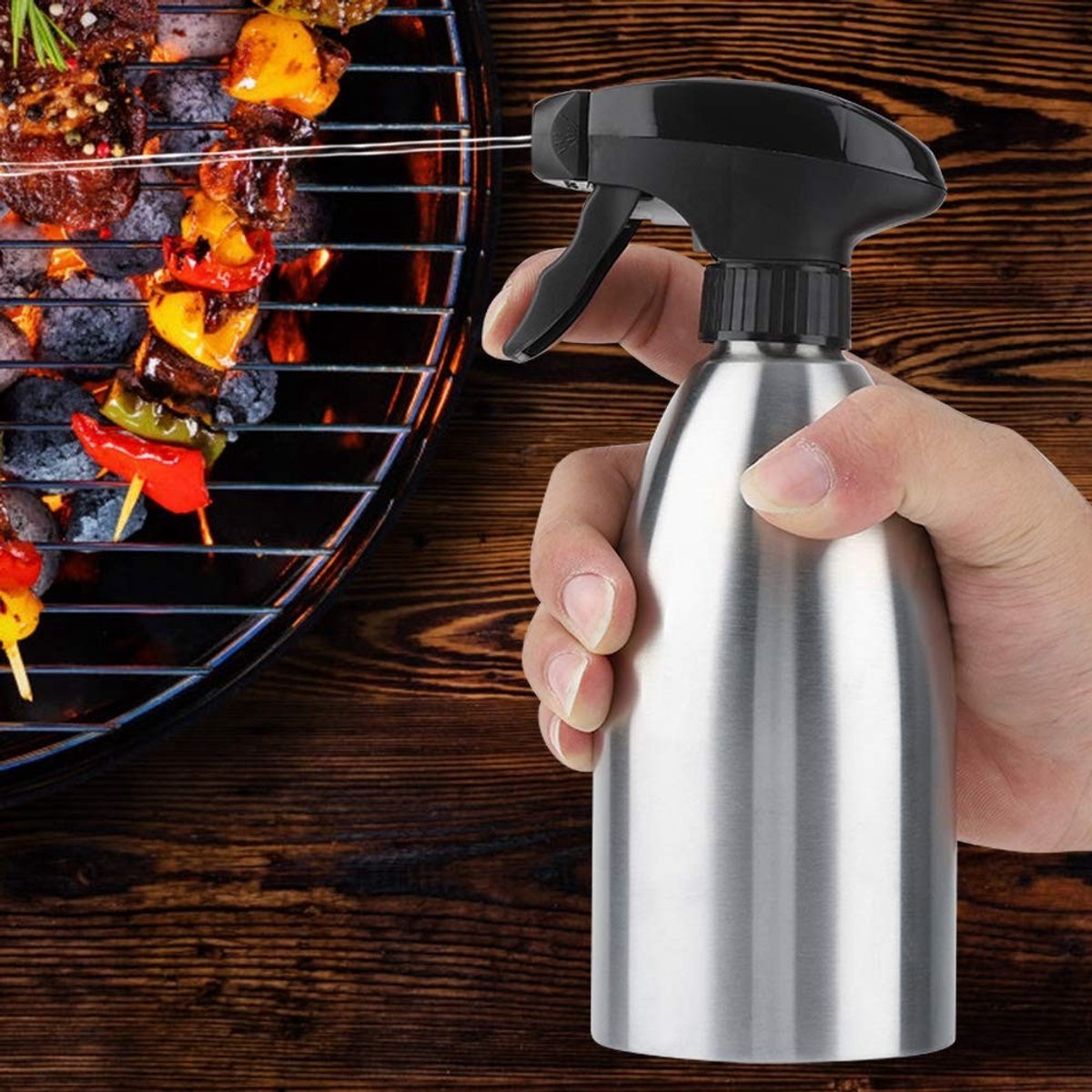 Dailygoods- Oliespuitfles Roestvrij staal - Olie spray - Draagbare Barbecue-oliespuit - Keuken gereedschap - Ergonomisch handvat - Veilig en modieus - Oliespray