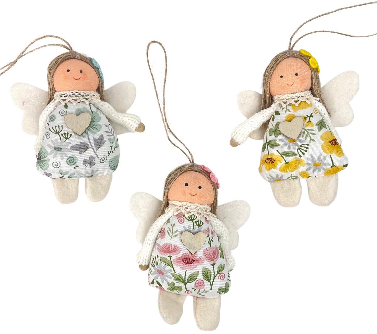 Dailygoods - Set van 3 Decoratieve Stoffen Elfen voor Lentedecoratie