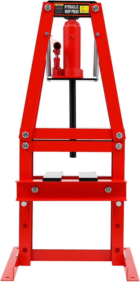 Hydraulische pers - Werkplaatspers - Onderdelen persen - In hoogte verstelbaar - 6 ton - Rood