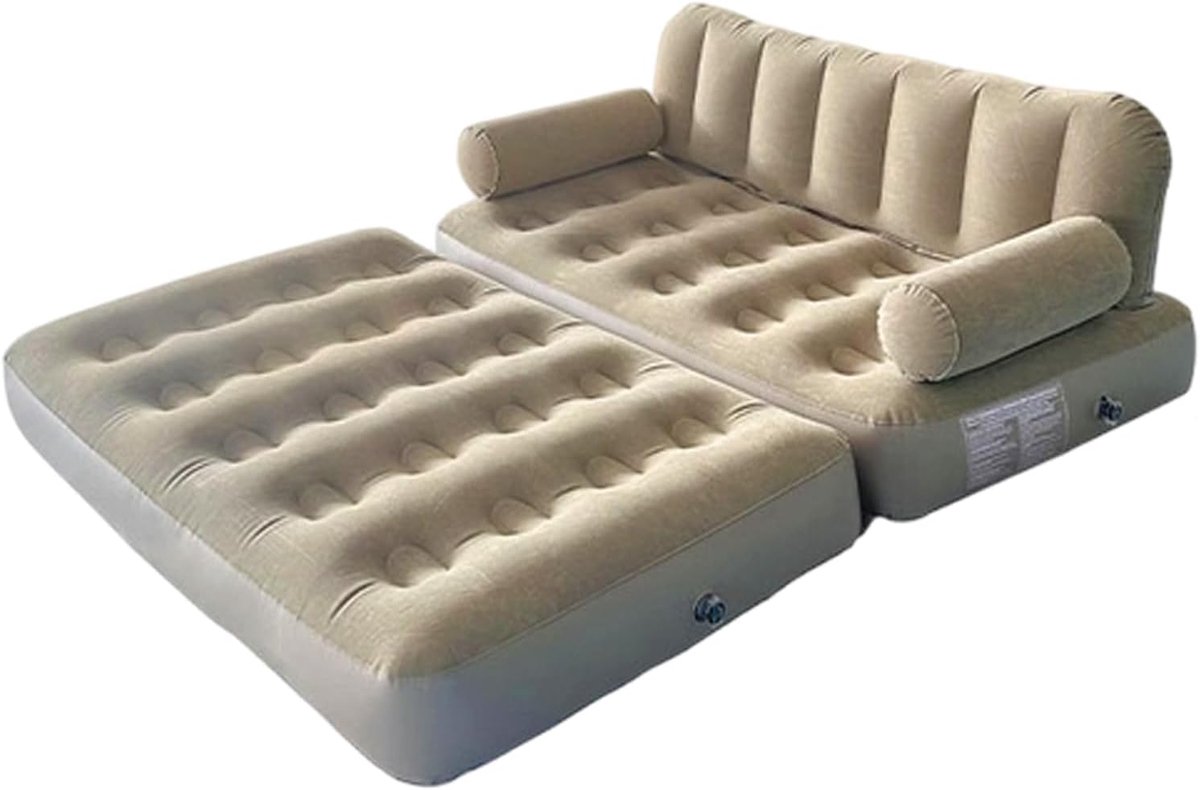 Opblaasbare Bank - Luchtbed Bank - Buiten Ontspannen - Ingebouwde Luchtpomp - 190 x 150 cm - Grijs