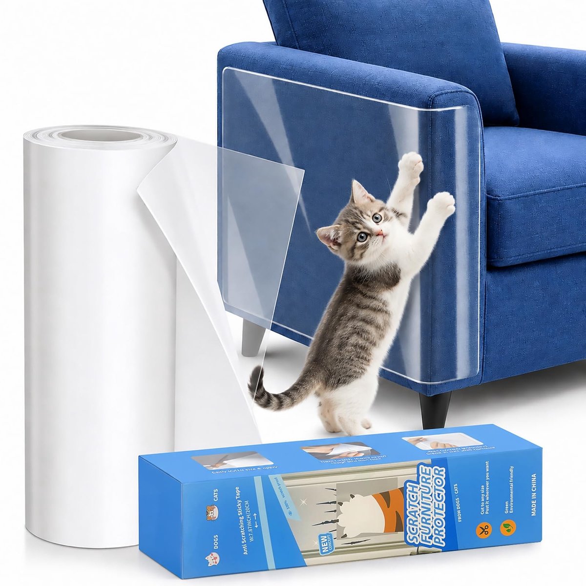Krasbeschermingsfilm 20 cm x 5 m - Zelfklevend - Transparant - Ideaal voor kattenbezitters - ShopVlot