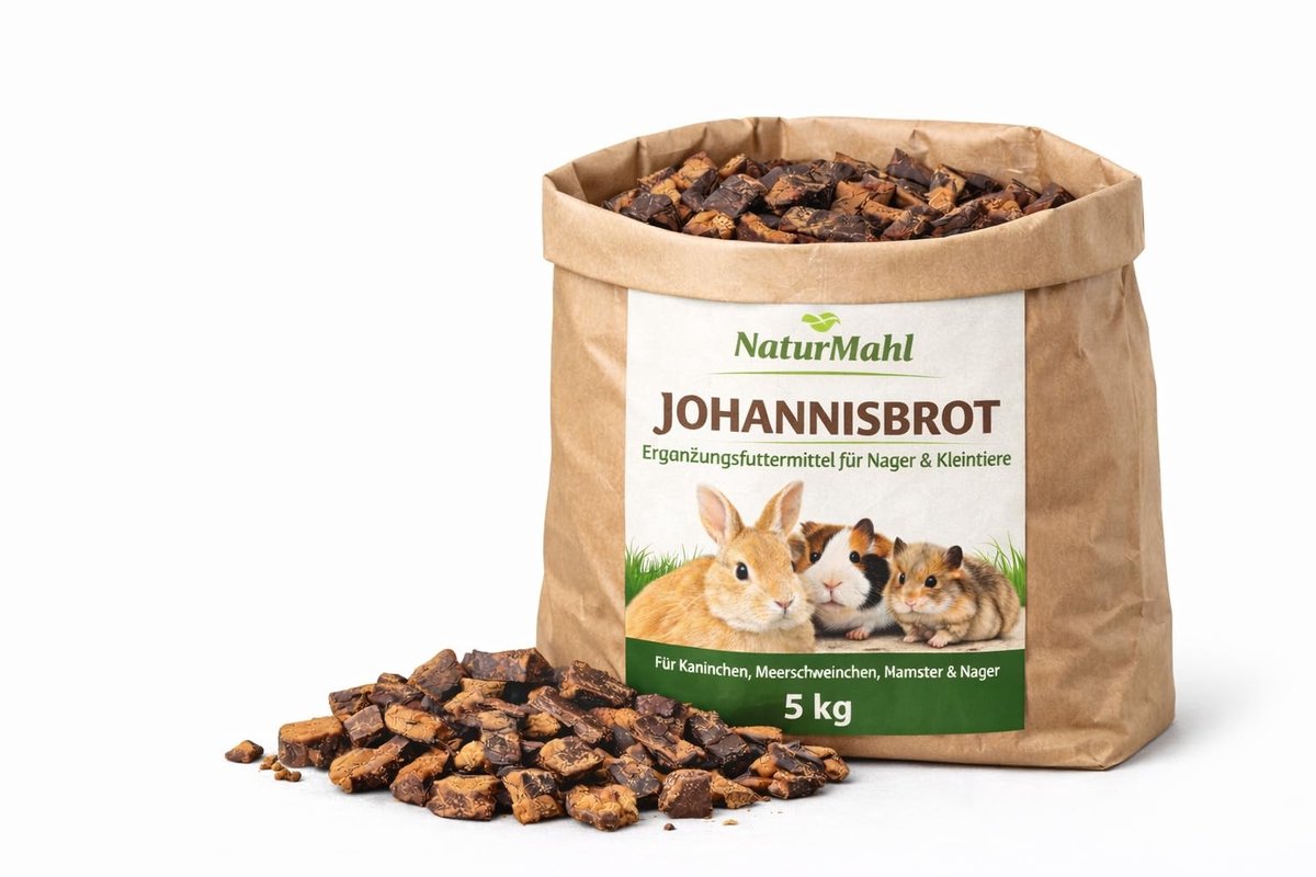 Dailygoods- Johannesbrood 5 kg - Natuurlijk gedroogd - Rijk aan vezels - Zonder additieven - Voer voor knaagdieren - Geschikt voor konijnen/cavia's - Dierenvoer