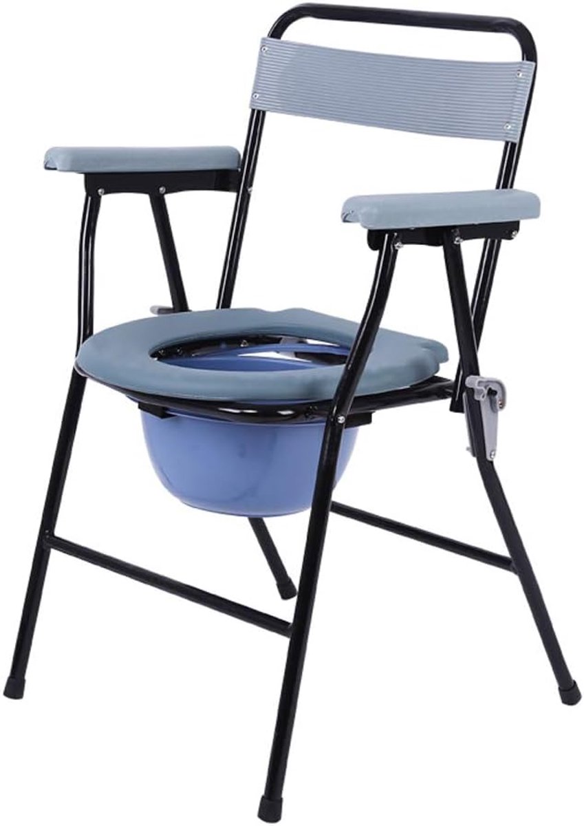 Opvouwbare toiletstoel - Commode stoel - Thuiszorg ondersteuning - Veiligheidssluitingen - 5 liter pot - Wit