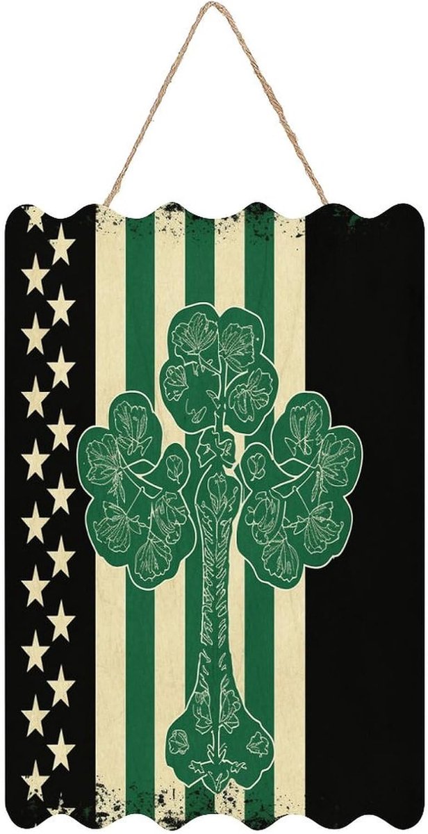 Welkomstbord Deur - Houten Bord - Huis Versieren - Met Touw - 30x20 cm - Groen Wit
