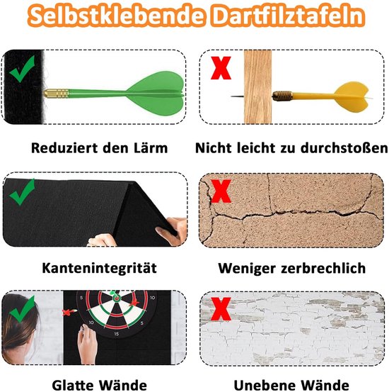 Dailygoods- Dartbord Muurbescherming Vilt - Zelfklevende Rand - Kurk Omranding - Geluidsreductie - 30 x 30 x 1,2 cm - Geelachtig Bruin - Dartbordrand van Dailygoods — afbeelding 4