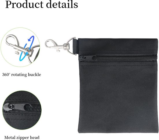 Golfbal Pouch Duurzaam - Golf Accessoire Handtas - Rits Golf Tee Bag - Beveiligde Houder - Nylon - 17x14x1cm - Golfaccessoire — afbeelding 5