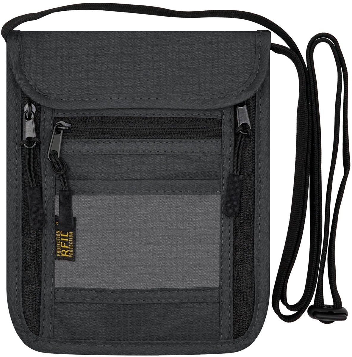 Dailygoods- Nekportemonnee met RFID-blokkering - Reisportemonnee - Pasjeshouder - Verstelbare lanyard - Slank ontwerp - Hoogwaardig nylon - 19 x 15 cm