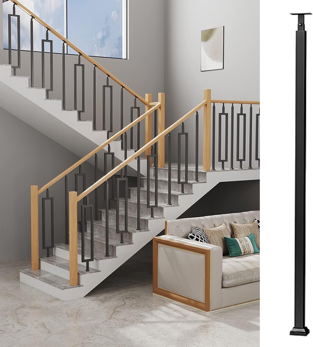 Trapleuning Spindels - Balusters Hekwerk - Hekwerk Vernieuwen - Gemaakt Van Smeedijzer - 85cm Hoog - Zwart