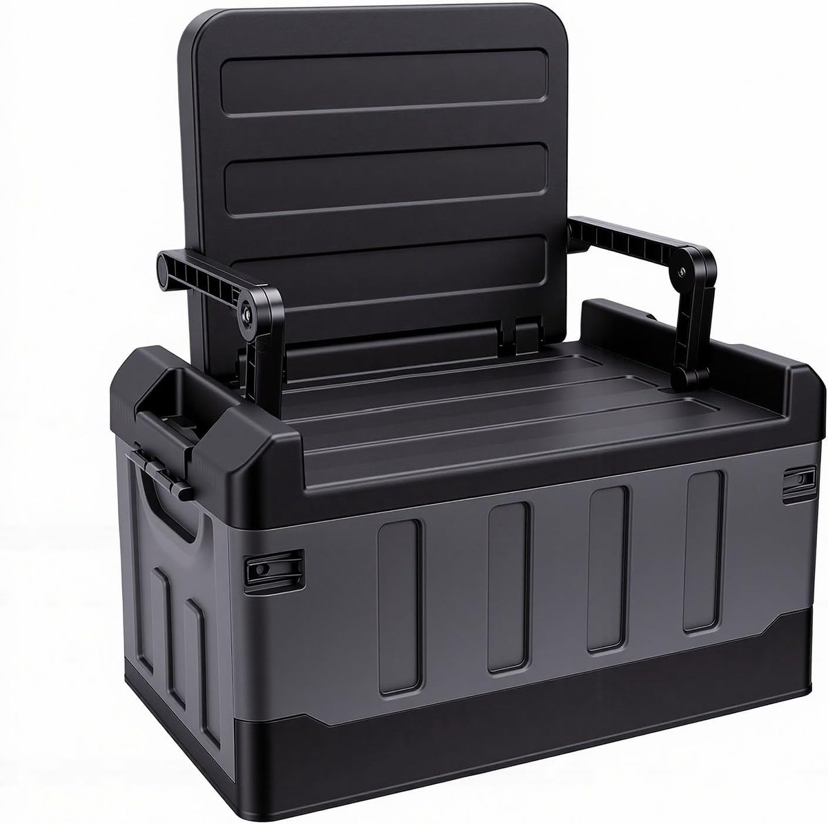 Opvouwbare Campingbox - Zitbare Opbergdoos - Buiten Opbergen - Multifunctioneel Ontwerp - 60 Liter - Zwart Grijs