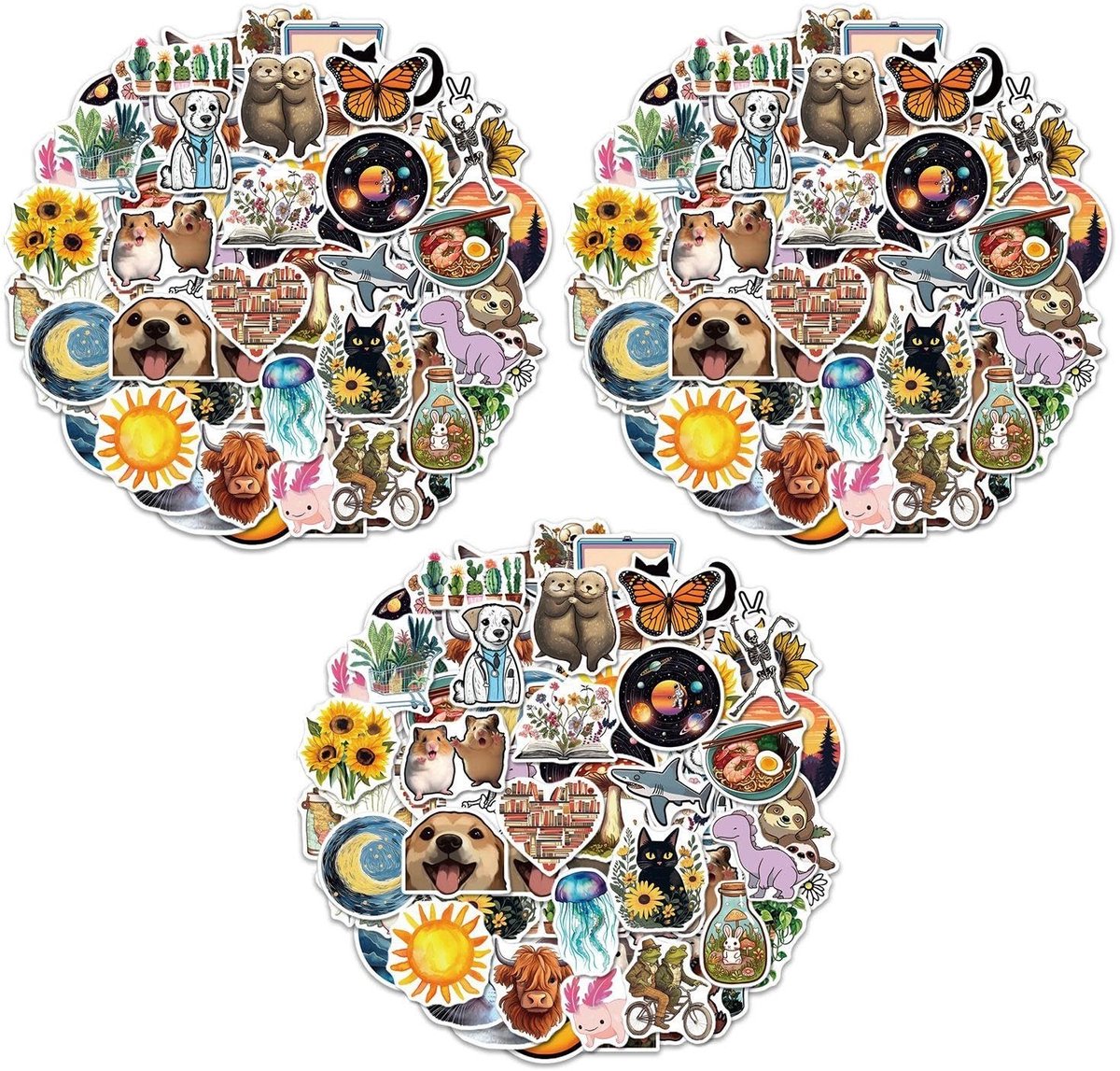 Dailygoods- Dierenstickers 150 stuks - Stickerset - Esthetische Stickers - Waterdicht - Zelfklevend - Veelkleurig 4-7 cm