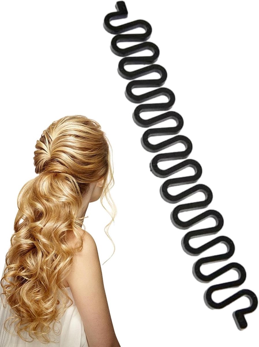 Haarvlechter Tool - Haarstyling Clip - Mooie Kapsels Maken - Zacht Flexibel ABS - 20 cm Lengte - Zwart