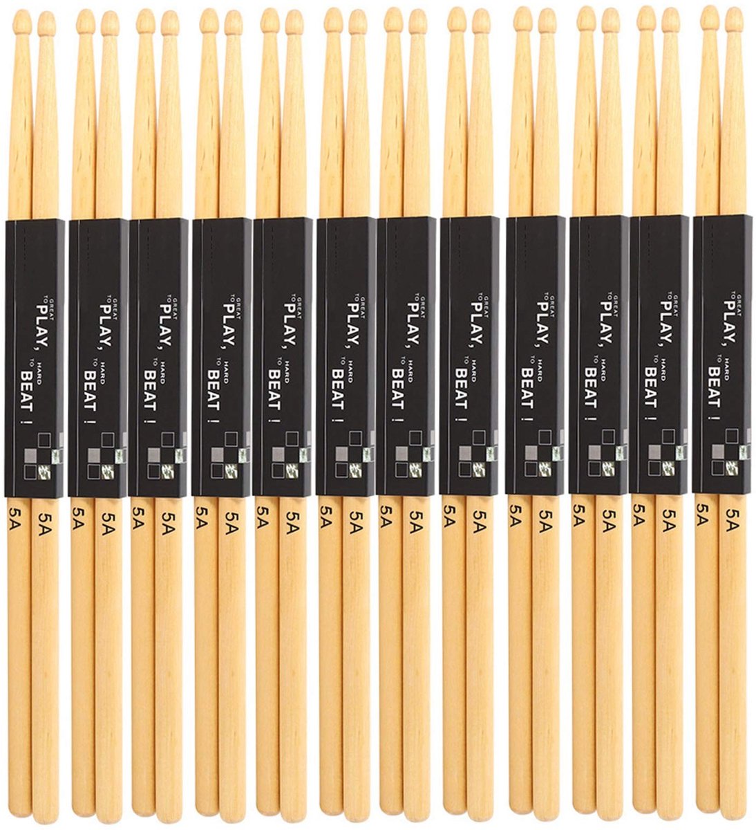 Dailygoods- Drumsticks 5A - Esdoornhout - Teardrop Kop - Oefenprestaties - Snaredrum - Comfortabele Grip