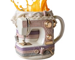 Koffiekopjes - Keramische mok - Drankjes Genieten - Naaimachine design - 330 ml - Creatief