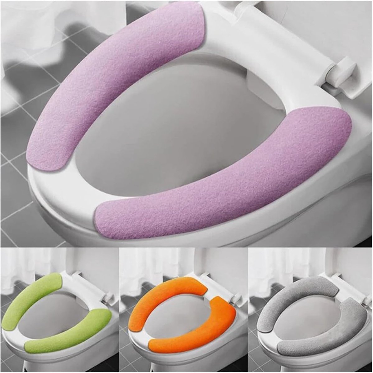 Toiletbrilhoes Zacht - Verwarmend Kussen - Badkamer Comfort - Zelfklevend Ontwerp - 38 x 9 cm - Oranje