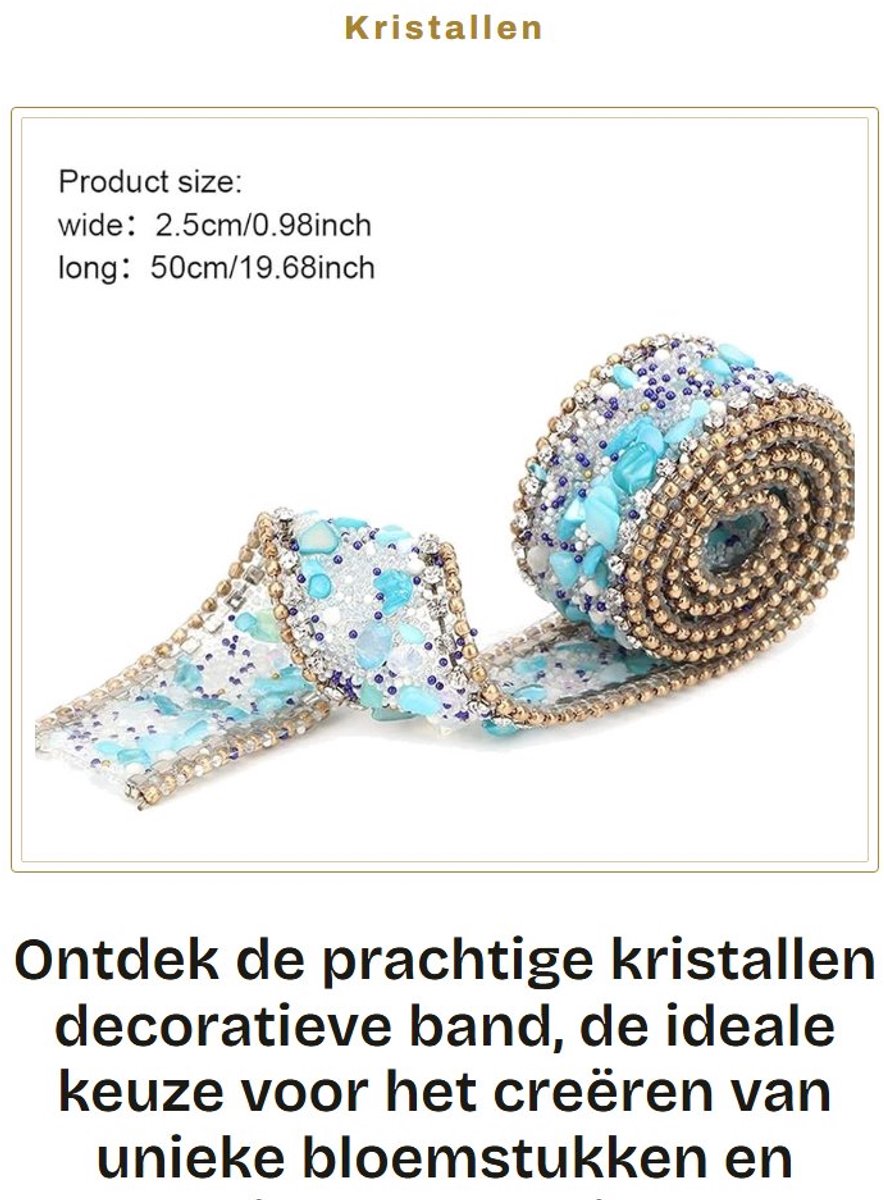 Dailygoods- Decoratieve Band 2,5 cm - Kristallen Trim - Flexibel Gaasontwerp - Bruiloft Decoraties - Tafelversiering - Hoogwaardige Strassteentjes - Decoratieband