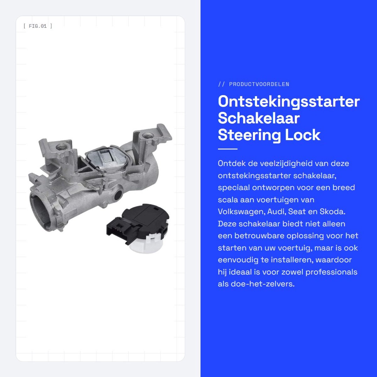 Dailygoods - Ontstekingsstarter Schakelaar - Steering Lock - Hoogwaardige kwaliteit - Geschikt voor VW en Audi - Betrouwbaar en duurzaam - Interchange...