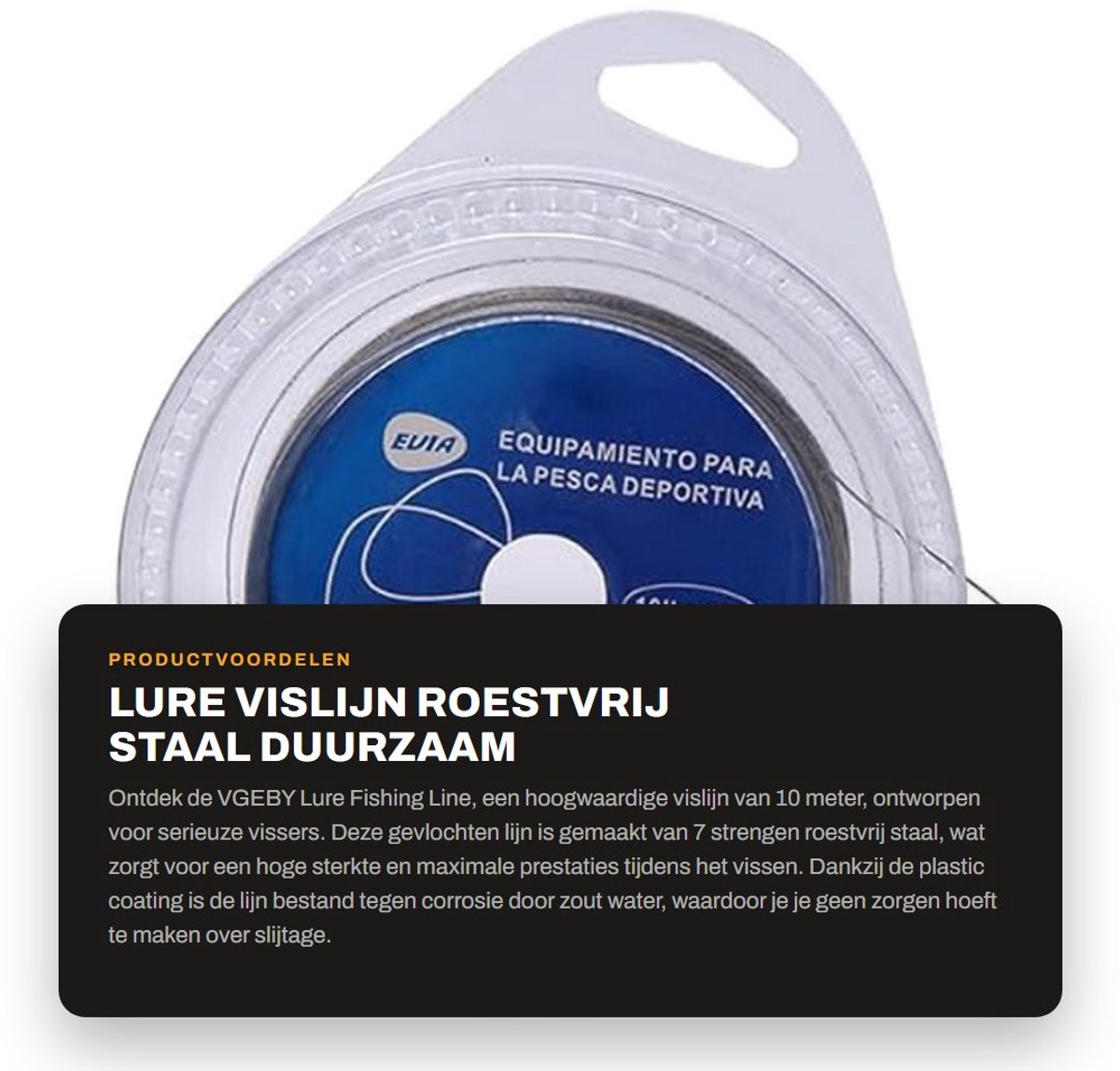 Dailygoods- Vislijn 10 Meter - Gevlochten 7 Strengen - Roestvrij Staal - Kunststoflaag - Hoge Sterkte - Corrosiebestendig - Visdraad