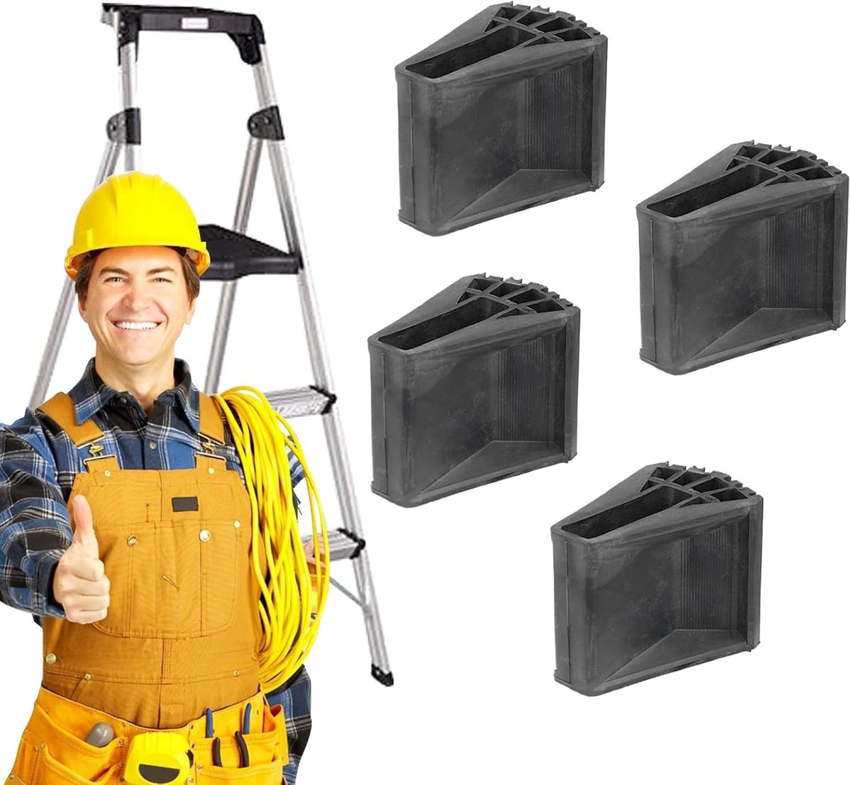 Laddervoetjes - Reserveonderdelen - Veilig Klimmen - Antislip PVC - 4 stuks - Zwart